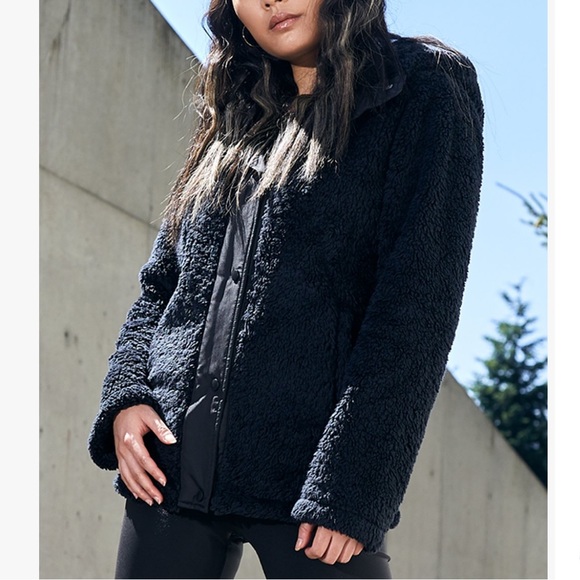 Steve Madden black teddy style snap up coat jacket. SZ.XL-1X. NWT - Picture 2 of 8